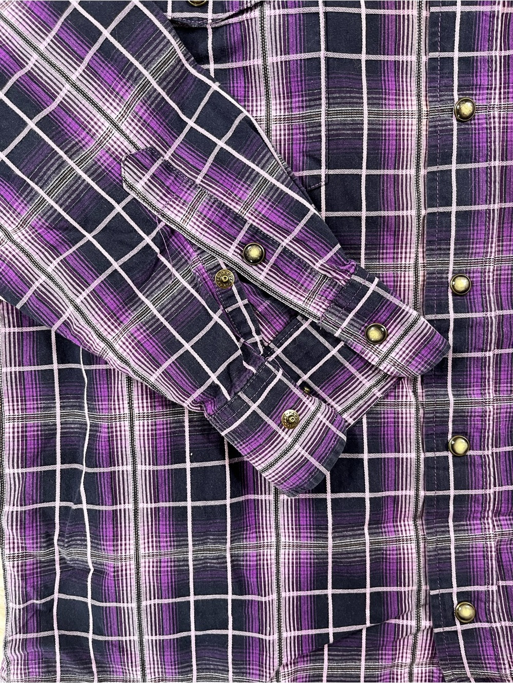 Panhandle Slim Pearl Snap Shirt Men's S Purple Plaid - Picture 4 of 6